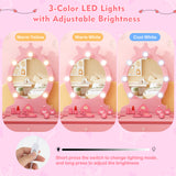 Kids Vanity Set with Lighted Mirror with Adjustable Brightness and Large Drawer