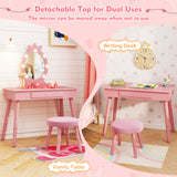 Kids Vanity Set with Lighted Mirror with Adjustable Brightness and Large Drawer