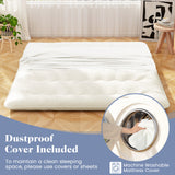 Queen/King/Twin/Full Futon Mattress Floor Sleeping Pad with Washable Cover Beige