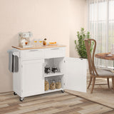 Heavy Duty Rolling Kitchen Cart with Tower Holder and Drawer