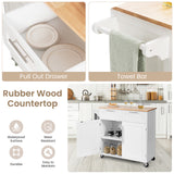 Heavy Duty Rolling Kitchen Cart with Tower Holder and Drawer