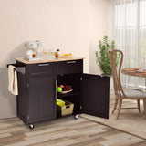 Heavy Duty Rolling Kitchen Cart with Tower Holder and Drawer