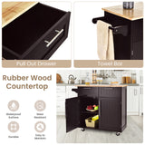 Heavy Duty Rolling Kitchen Cart with Tower Holder and Drawer