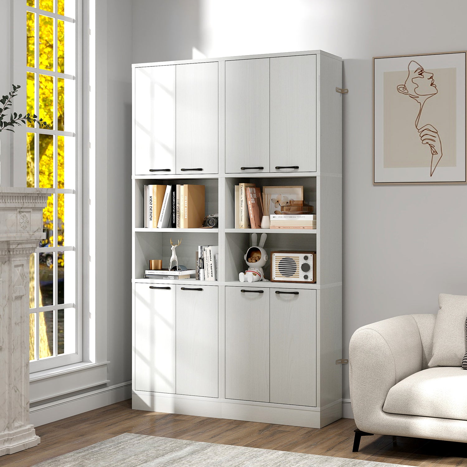 75 Inch Kitchen Pantry Cabinet Tall Cupboard with Doors and Shelves