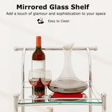 Kitchen Rolling Bar Cart with Tempered Glass Suitable for Restaurant and Hotel