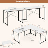 95 Inch 2-Person L-Shaped Long Reversible Computer Desk with Monitor Stand