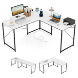 95 Inch 2-Person L-Shaped Long Reversible Computer Desk with Monitor Stand