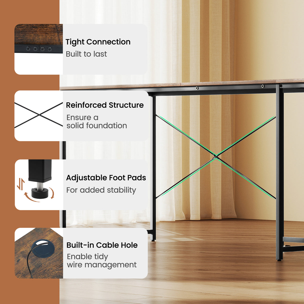 95 Inch 2-Person L-Shaped Long Reversible Computer Desk with Monitor Stand