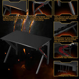 K-Shaped Gaming Desk with Cup Holder Headphone