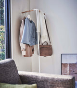 Corner Leaning Coat Hanger (63" H)  - Steel + Wood