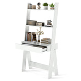 Ladder Shelf Desk Bookcase with Countertop  Drawer and 2 Shelves
