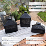 Perforated Iron Metal Lanterns, Set of Three