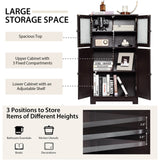 Bathroom Floor Storage Locker Kitchen Cabinet with Doors and Adjustable Shelf