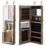 42.5 Inches Lockable Jewelry Mirror Wall Cabinet with 3-Color LED Lights
