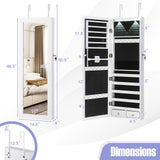 Lockable Wall Mount Mirrored Jewelry Cabinet with LED Lights