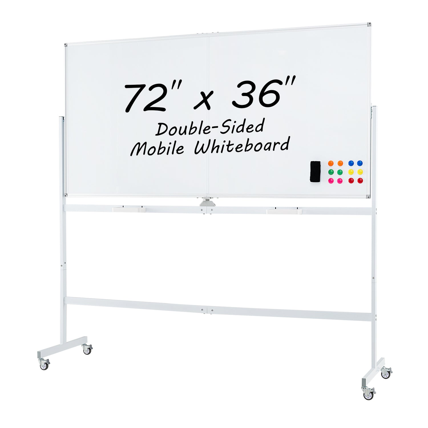 Rolling Double-Sided Magnetic Whiteboard on Wheels with Stand and Aluminum Alloy Frame