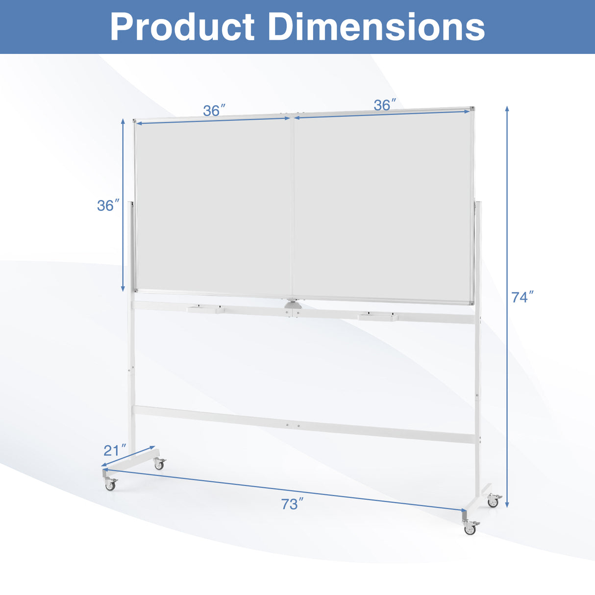 Rolling Double-Sided Magnetic Whiteboard on Wheels with Stand and Aluminum Alloy Frame