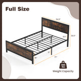 Metal Bed Frame with Headboard and Footboard