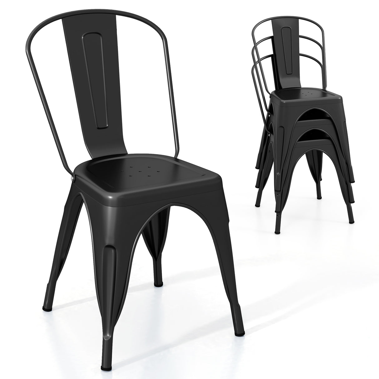 Metal Dining Chairs Set of 4 with Removable Backrest for Dining Room Restaurant Living Room