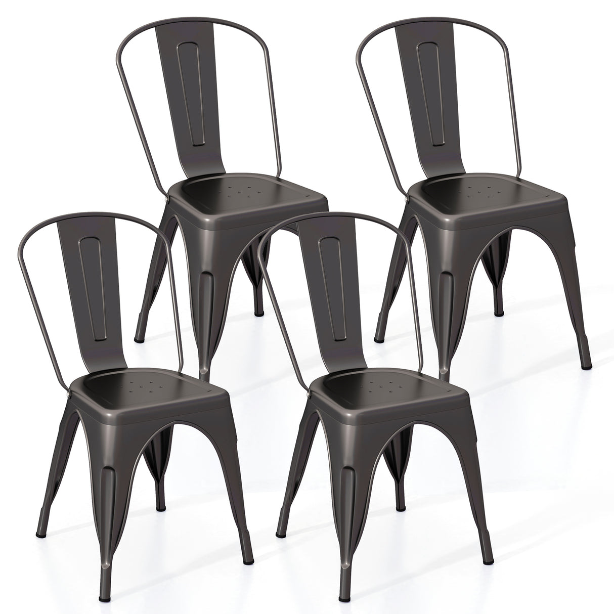 Metal Dining Chairs Set of 4 with Removable Backrest for Dining Room Restaurant Living Room