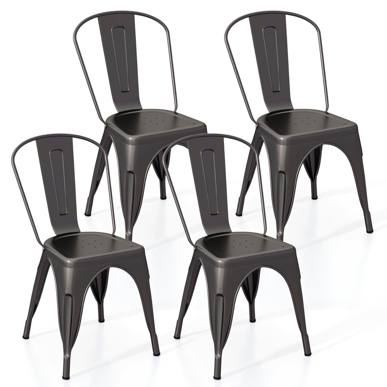 Metal Dining Chairs Set of 4 with Removable Backrest for Dining Room Restaurant Living Room