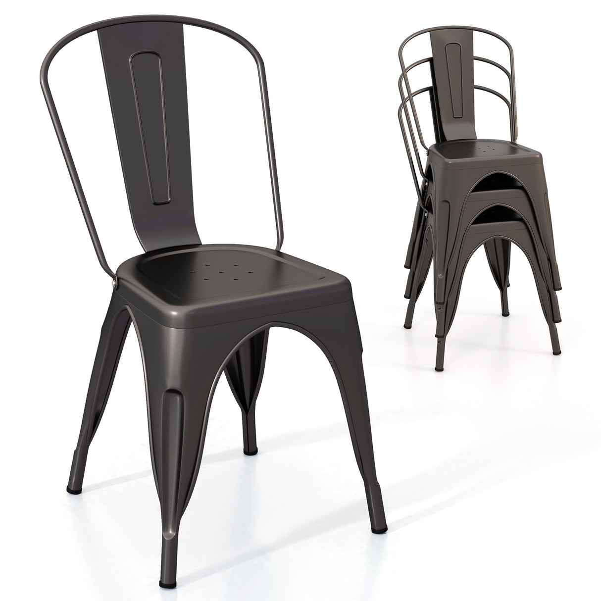 Metal Dining Chairs Set of 4 with Removable Backrest for Dining Room Restaurant Living Room