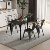 Metal Dining Chairs Set of 4 with Removable Backrest for Dining Room Restaurant Living Room