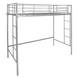 Twin Loft Bed Frame with 2 Ladders Full-length Guardrail