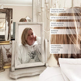 Distressed White Adjustable Wood Vanity Mirror