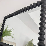 Black Beaded Carved Wood Wall Mirror
