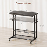 Mobile Stand up Desk Height Adjustable Standing Table with Tilting Tabletop