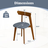Mid-Century Modern Kitchen Chairs with Rubber Wood Frame and Padded Seat-Walunt