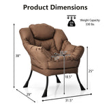 Modern Polyester Fabric Lazy Chair with Steel Frame and Side Pocket