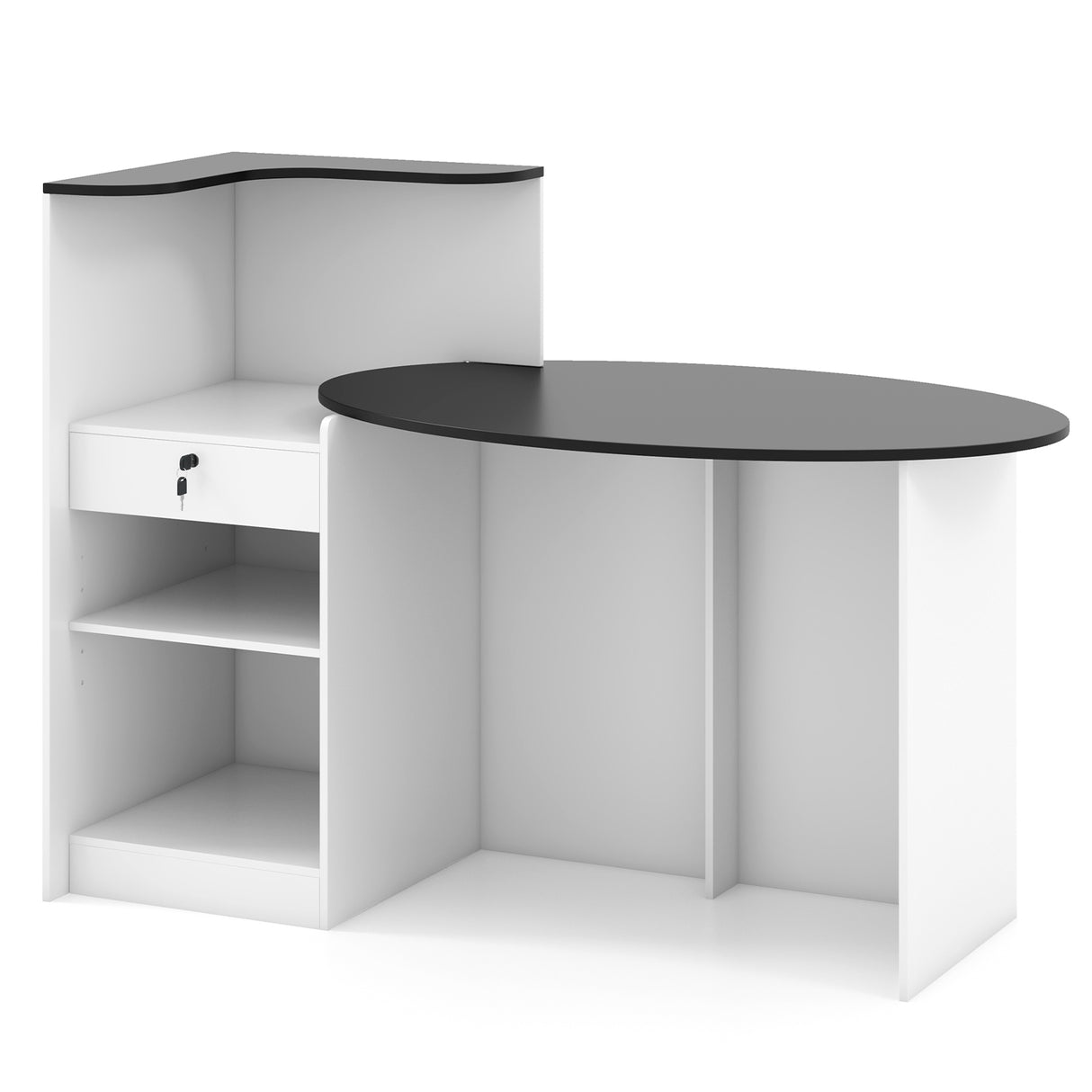 Modern Reception Desk Front Counter Desk with Oval Tabletop