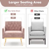 Modern Velvet Accent Chair with Button Tufted Back Golden Metal Legs and Adjustable Foot Pads