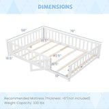 Montessori Bed Frame with Full-length Guardrails Safety Door and Latch