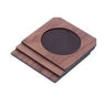 MOOG wooden coaster with recessed round insert, stack of three