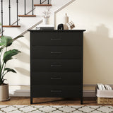 Modern 5-Drawer Multipurpose Chest Dresser with Metal Handles