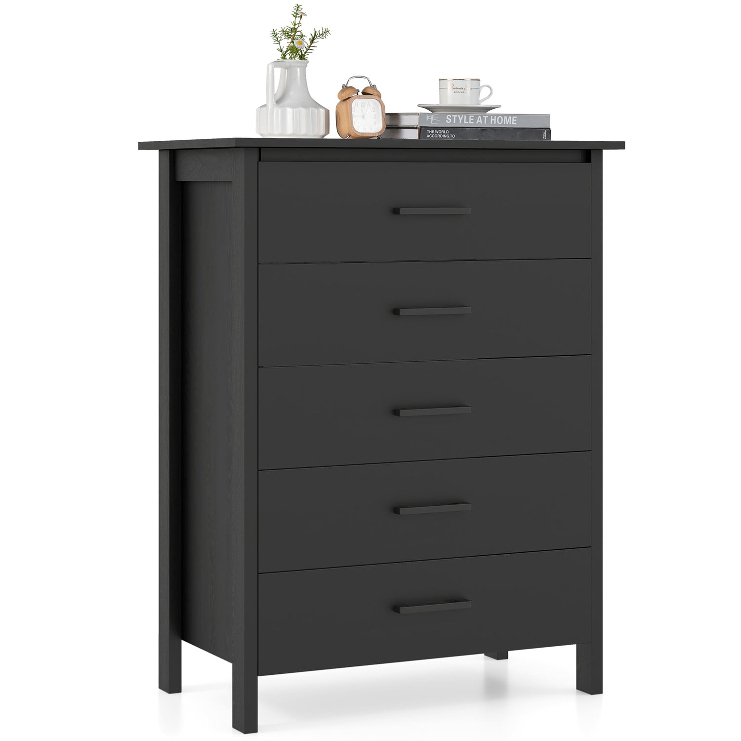 Modern 5-Drawer Multipurpose Chest Dresser with Metal Handles
