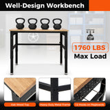 48 Inch Adjustable Work Bench with Power Outlets-Natural