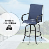 2 Pieces Patio 360 Rotation Swivel Bar Stool Set