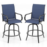 2 Pieces Patio 360 Rotation Swivel Bar Stool Set