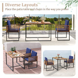 3 Pieces Outdoor Dining Set with 2 Acacia Wood Armchairs and Dining Table-Navy