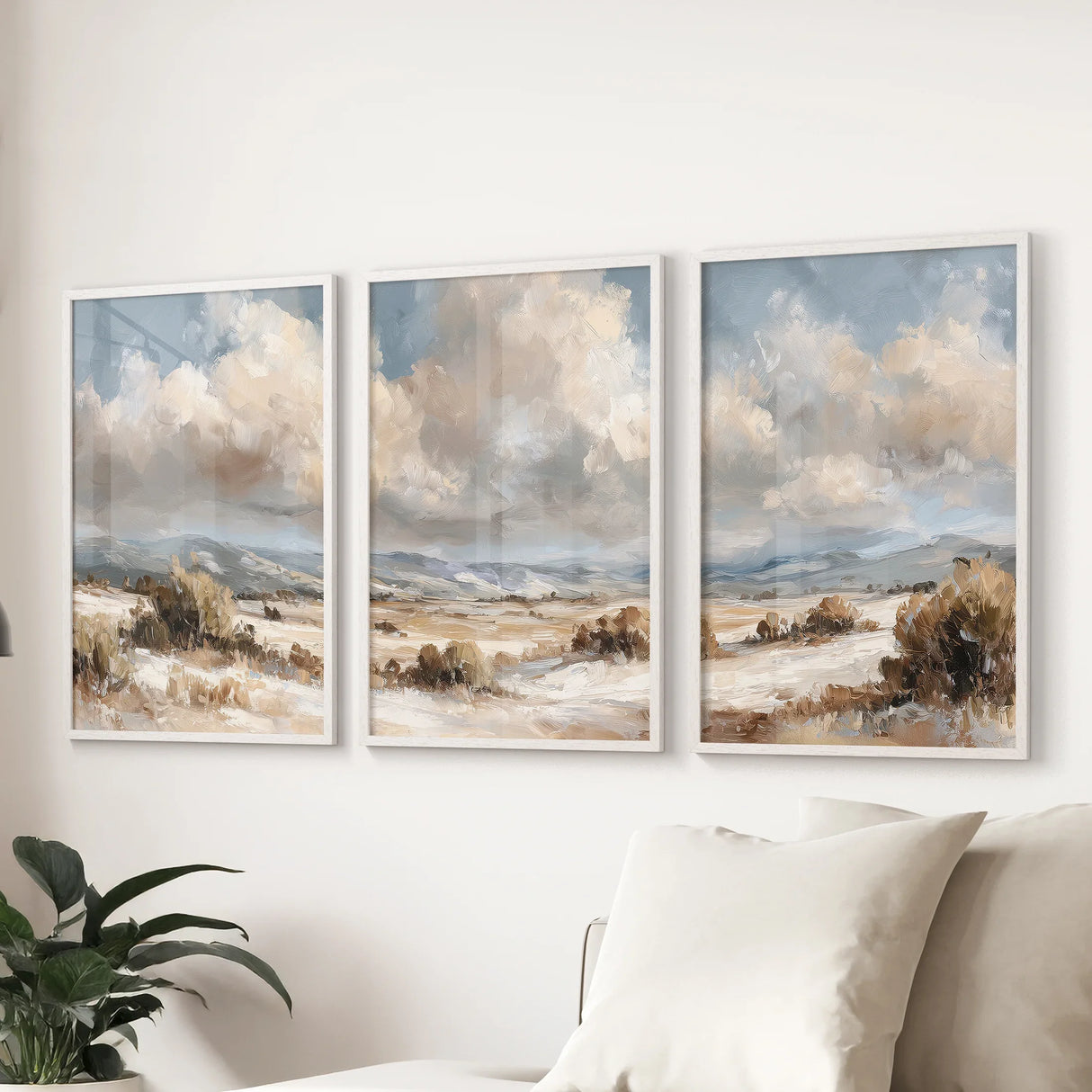 Warm Neutral Desert Landscape Decor. 3 Piece Nature Wall Art