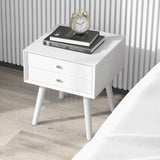 Mid-Century Wooden Multipurpose End Table with 2 Storage Drawers