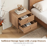 Nightstand with 2 Drawers Solid Rubber Wood Legs