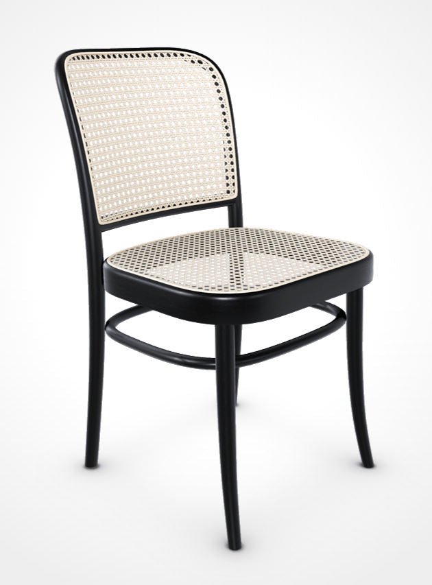 No. 811 Bentwood Chair by Ton-Black Stained Beech-Cane Seat