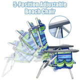 2-Pack Folding Backpack Beach Chair 5-Position Outdoor Reclining Chairs with Pillow