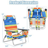 4-Pack 5-Position Outdoor Folding Backpack Beach Reclining Chair with Pillow