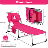Folding Beach Lounge Chair with Pillow for Outdoor